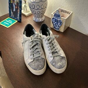 Stylish White and Gray Sneakers
